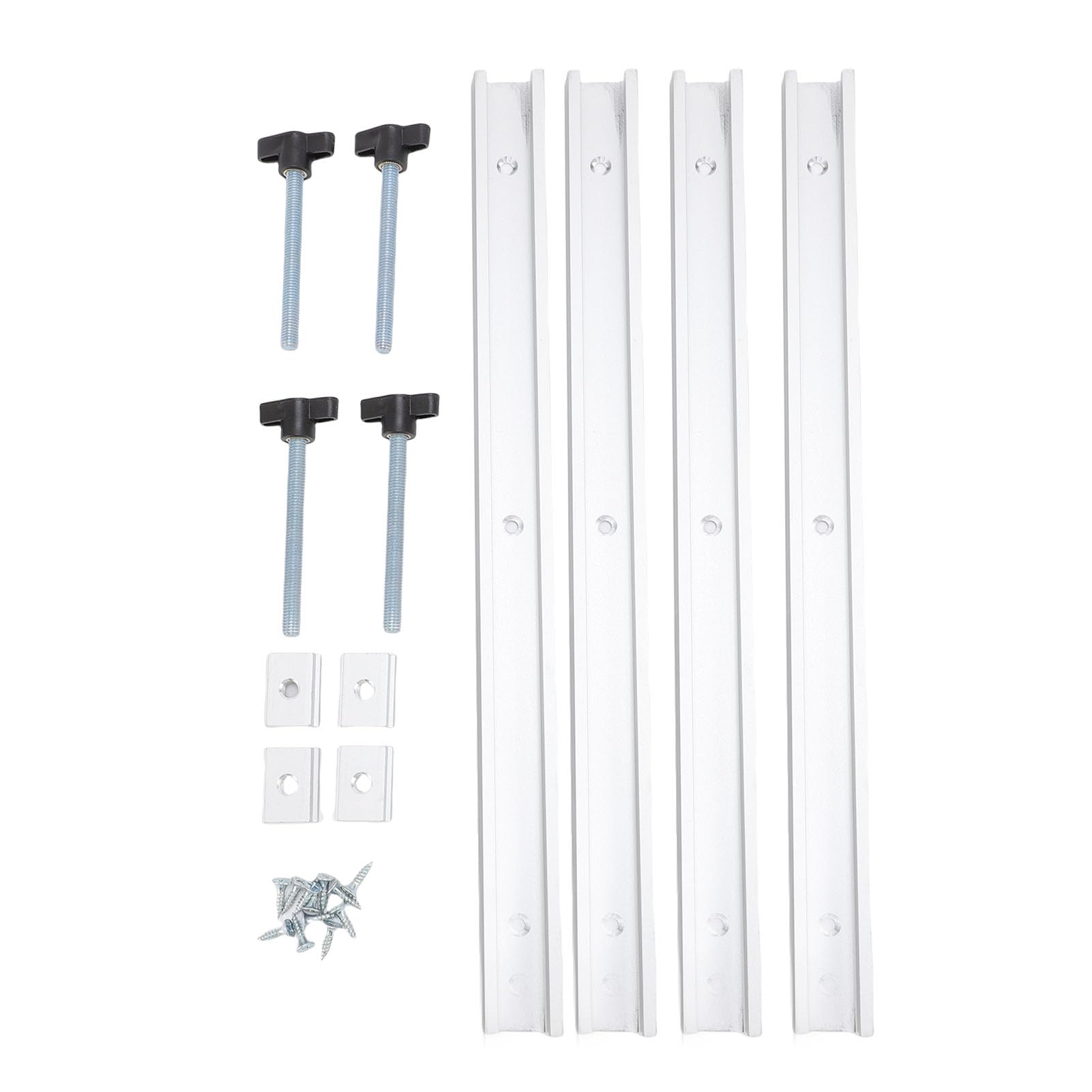 Kit Trineo Sierra Mesa, Carril Guía Ranura Deslizante Carpintería Aleación Aluminio con Barra Inglete, Perilla, Pernos y Tornillos, Plantilla Guía Inglete con Ranura en T