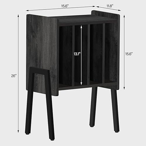 Miniatura 3 de TUTOTAK Mesa auxiliar con estante de exhibición de soporte de vinilo, soporte para tocadiscos, mesa de almacenamiento de discos, mesa auxiliar,