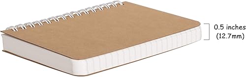 Miniatura 5 de TWONE Cuadernos de espiral plano con tapa Kraft, paquete de dos unidades, 3.5 x 5.5 pulgadas, 180 páginas a rayas, 90 hojas, fácil de transportar