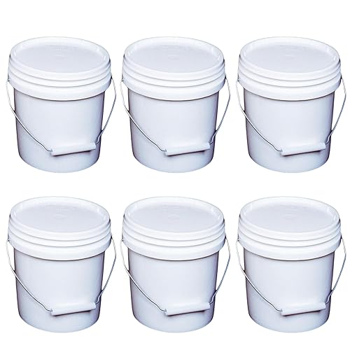 Miniatura 3 de ATERET Cubo y tapa blanca de 1 galón, cubo multiusos duradero de 90 mil, grado alimenticio, plástico libre de BPA (paquete de 12)