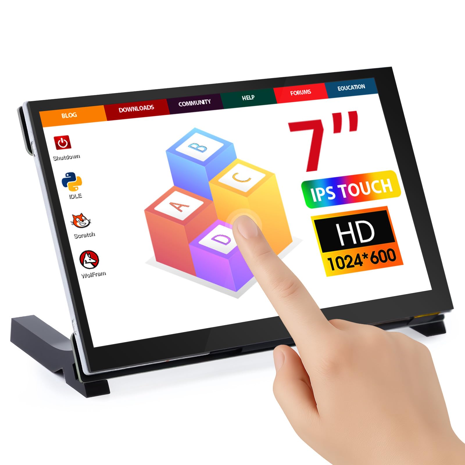 ELECROW Raspberry Pi Display, 7 Zoll Small Monitor 1024X600 HD LCD Display Touchscreen Monitor Compatible with Raspberry Pi 5/4/3/2/Zero, Windows PC, Jetson Nano, Banana Pi