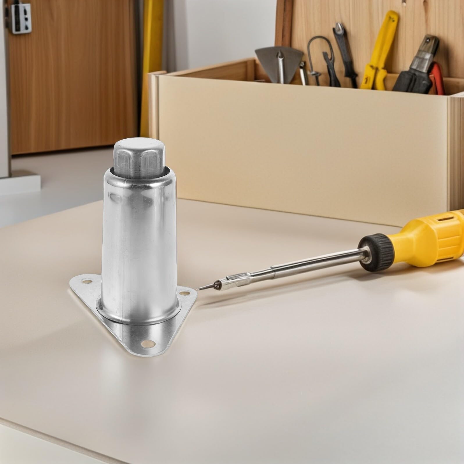 VILLCASE Patas Ajustables de Acero Inoxidable de 15 Cm con Soporte Triangular, 2 Juegos para Muebles y Estufas de Gas, Patas Metálicas Resistentes para Altura Regulable y Elevadores de