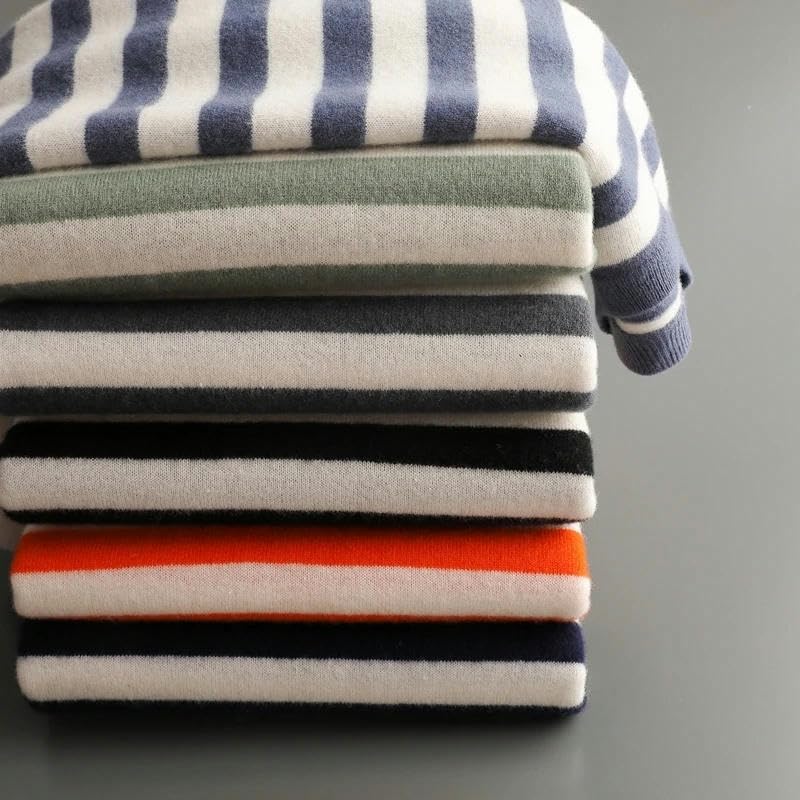 Pull d'automne pour homme tricoté : col rond rayé ample d'hiver