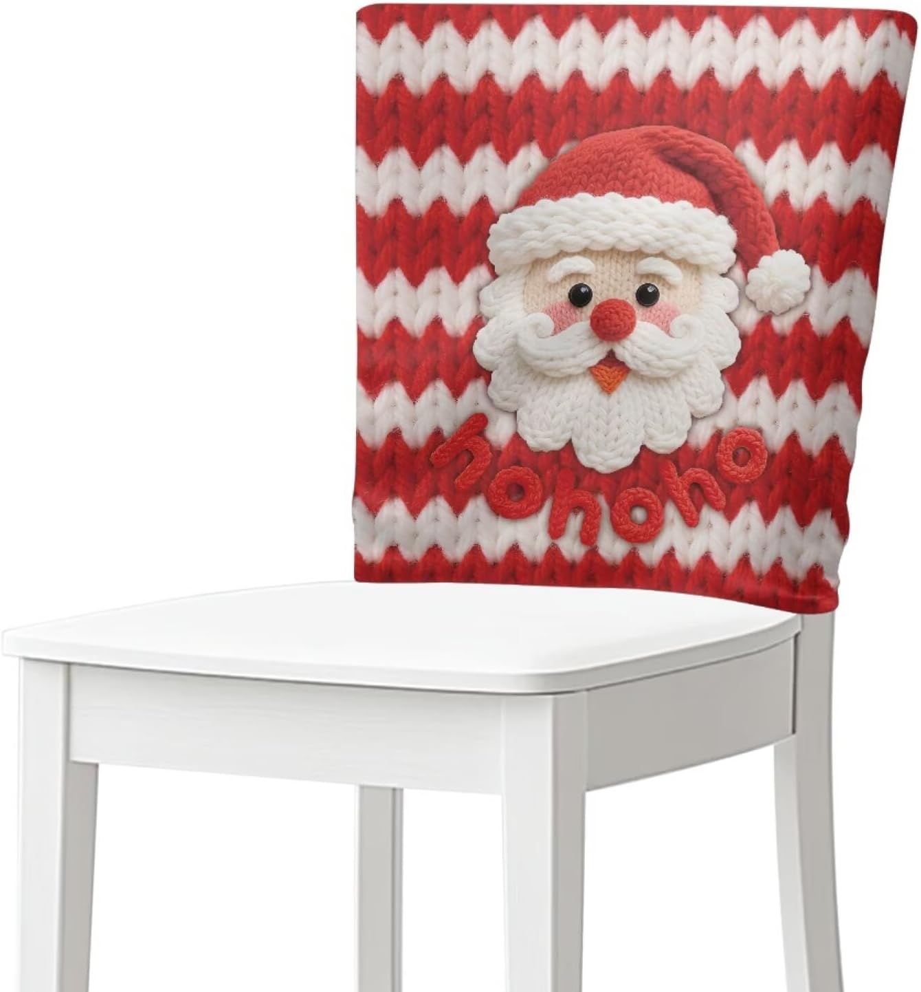 Cartoon Santa Claus Print Chair Back Slipcovers Washable Dining Chair Cover Breathable Chairs Back Protector Cover for Party Banquet Living Room Christmas Decor, Set of 6