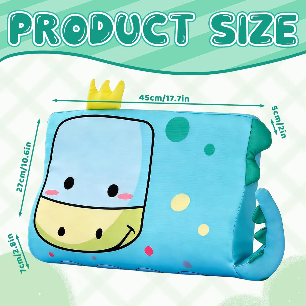 Almohada para Niños, Almohada Bebe, 45 x 27 cm Cojín Calmly, Almohada Infantil con Memoria Transpirable, ergonómica, con Funda de Almohada, Almohada niños 2 años Dinosauro Della Corona