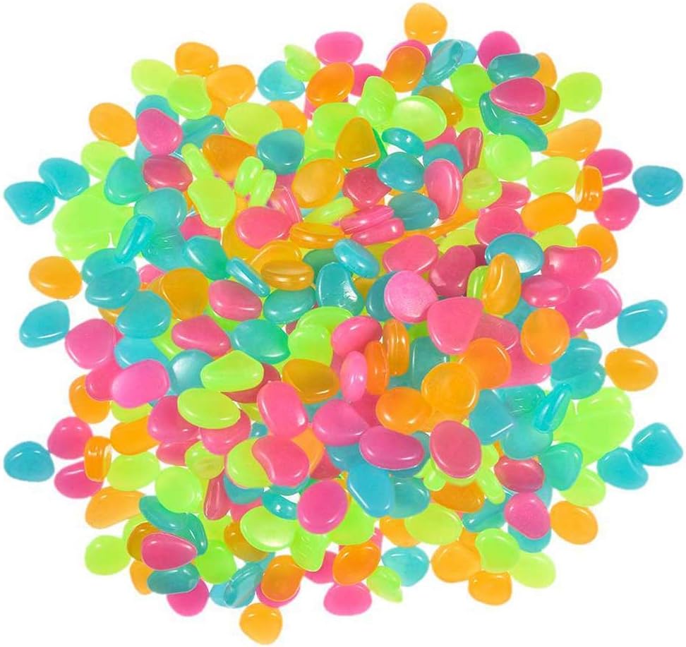 Bxu Bg 遊歩道水族館の水槽装飾工場庭パステラス芝生グロウストーン色ランダムためのダークガーデン光る小石で500個 超定番