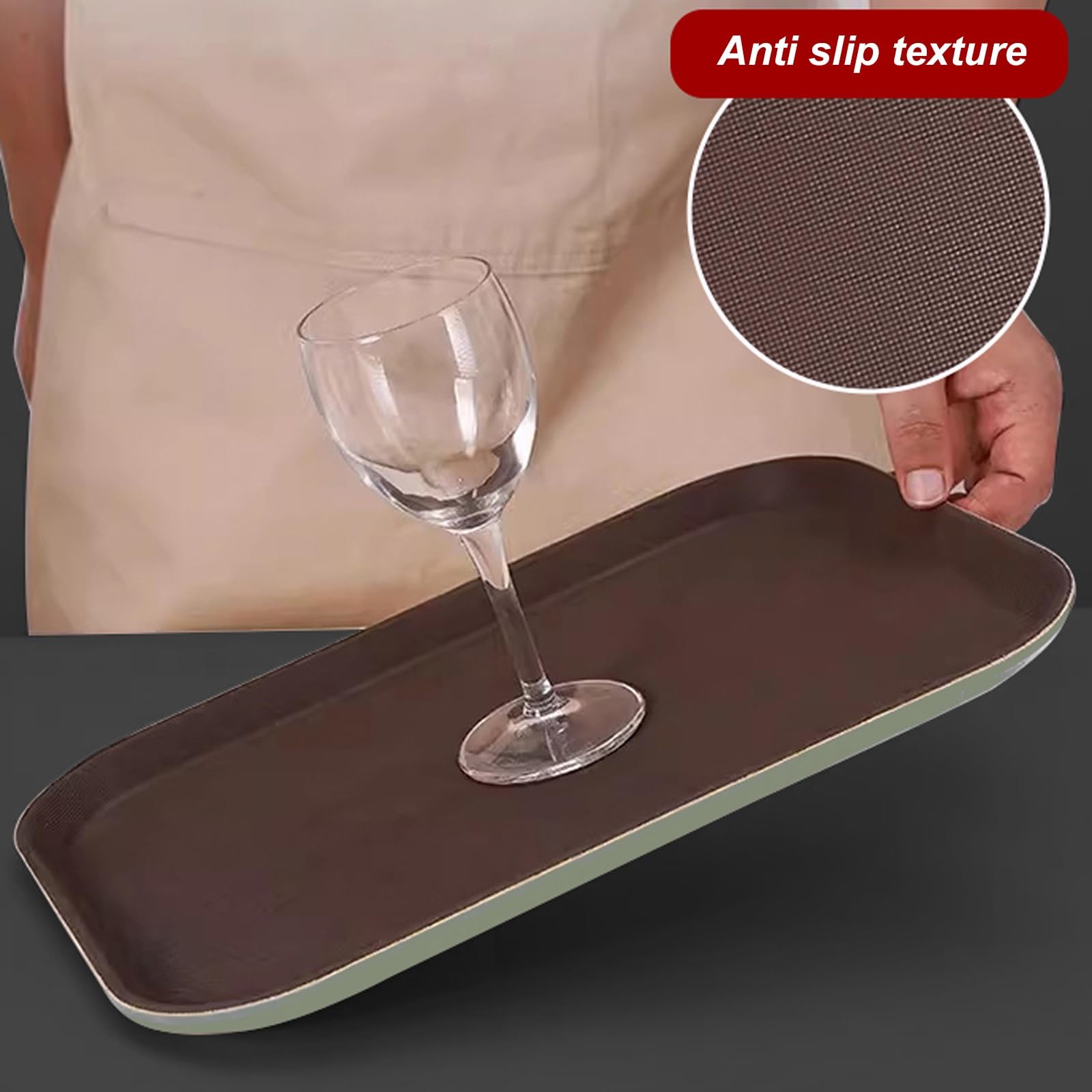 Juego de 2 Bandejas Plastico, Bandejas para Servir Comida, Textura Antideslizante, Ideales para Cafeterías y Restaurantes(41x56x2CM/16x22x0.7IN)