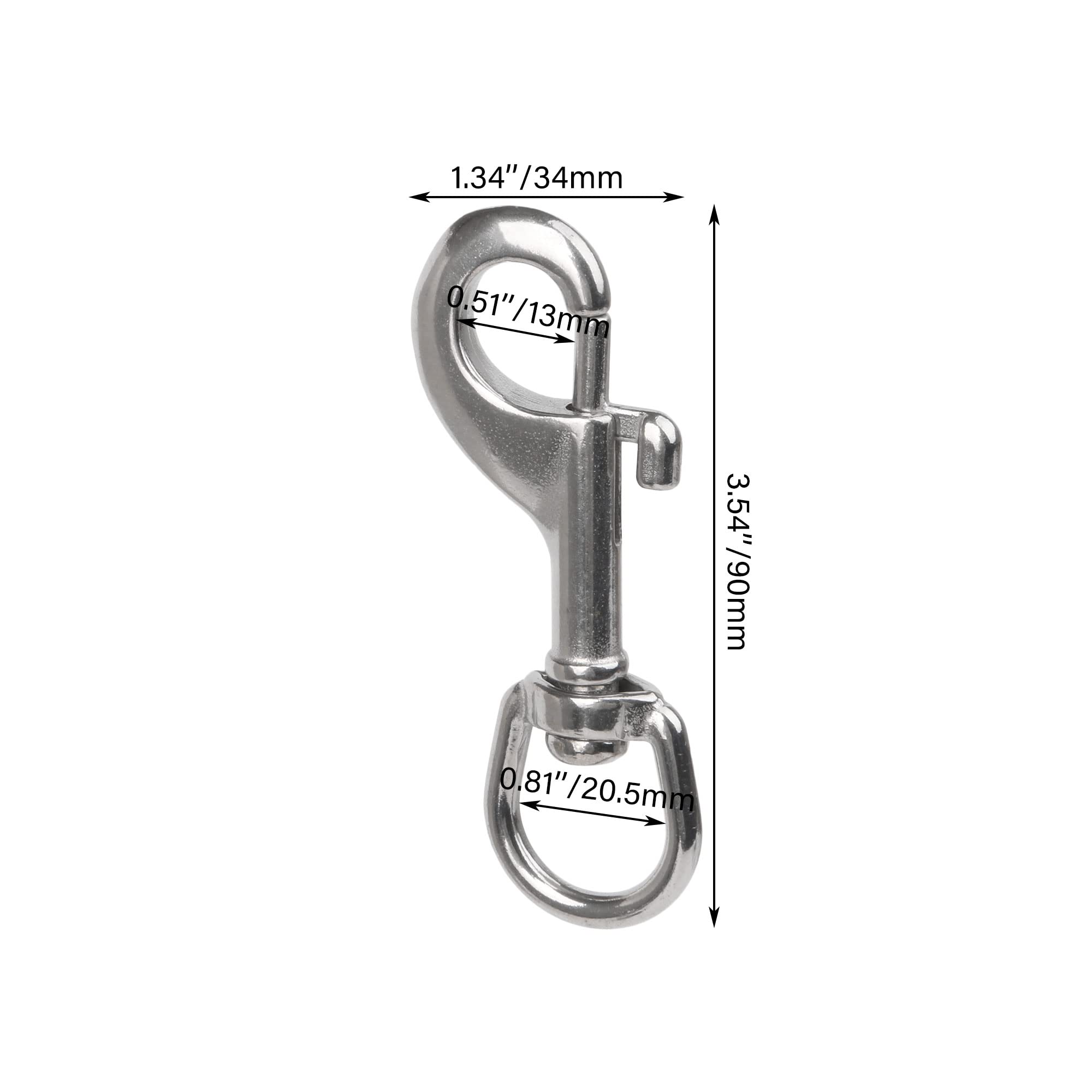 Oeil Rond Pivotant Boulon Crochet Porte-Cl¨¦ Acier Inoxydable 90mm Argent Lot de 20