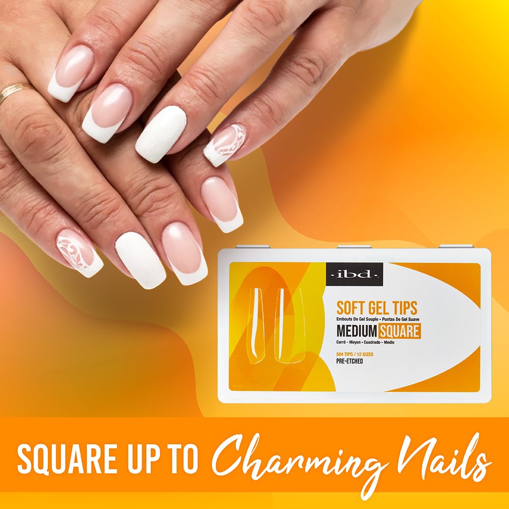 IBD Clear Soft Gel Tips in Medium Square, 0.02 ml (Pack of 50) - Image 3