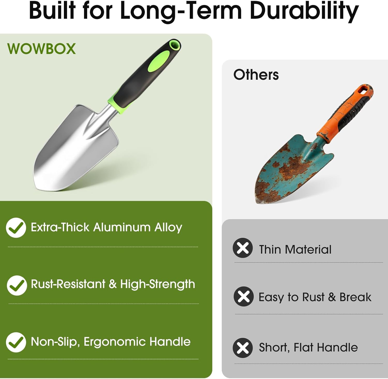 WOWBOX Garden Tools Set - 10 PCS, Heavy Duty Gardening Hand Tools Kit with Storage Tote, Rust-Resistant Gardening Supplies for Planting with Non-Slip Ergonomic Handle for Women and Men (Green)