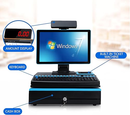 Miniatura 3 de Caja registradora para restaurante, caja registradora POS, Cajón de efectivo para pequeñas empresas, incluye cajón de efectivo y teclados,
