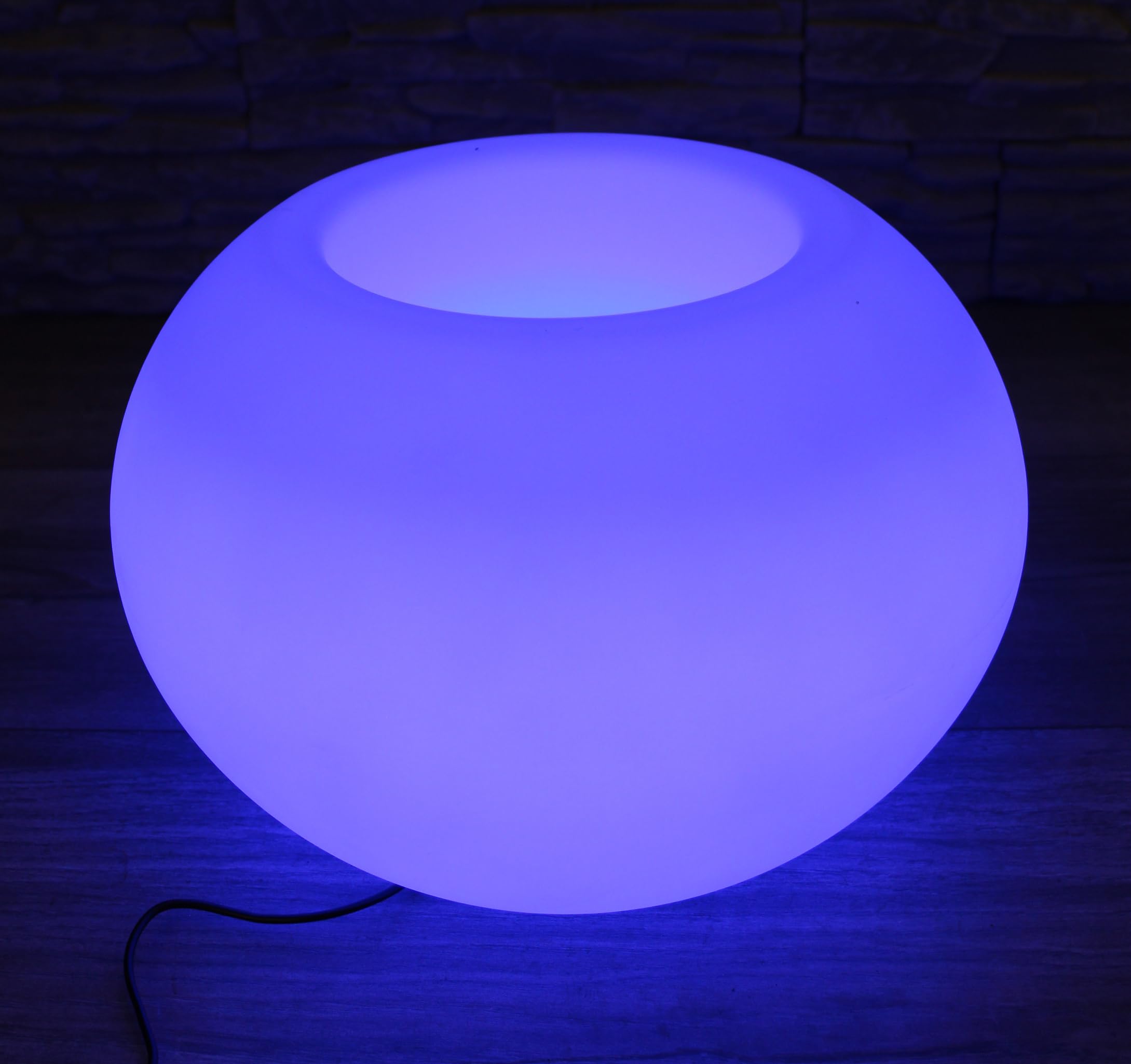Arnusa Nowoczesna, okrągła, podświetlana donica na kwiaty, 35 x 24 cm, donica na rośliny, PL405S, doniczka LED RGB, z akumulatorem i zasilaczem sieciowym, do użytku wewnątrz i na zewnątrz