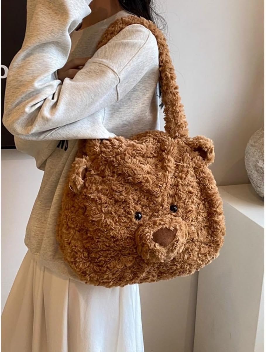 Bear Crossbody Bag Cute Cartoon Crossbody Bag Plush Casual Messenger Bag Shoulder Bag (brown) - Image 2