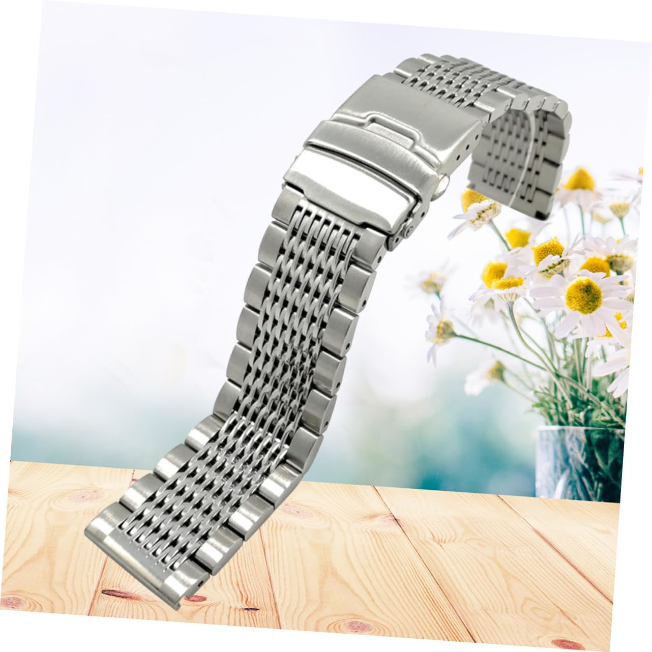 Correa de Reloj de Acero Inoxidable 20 Mm Cierre Ergonómico y Soldadura sin Costuras para Reemplazo de Relojes Elegantes