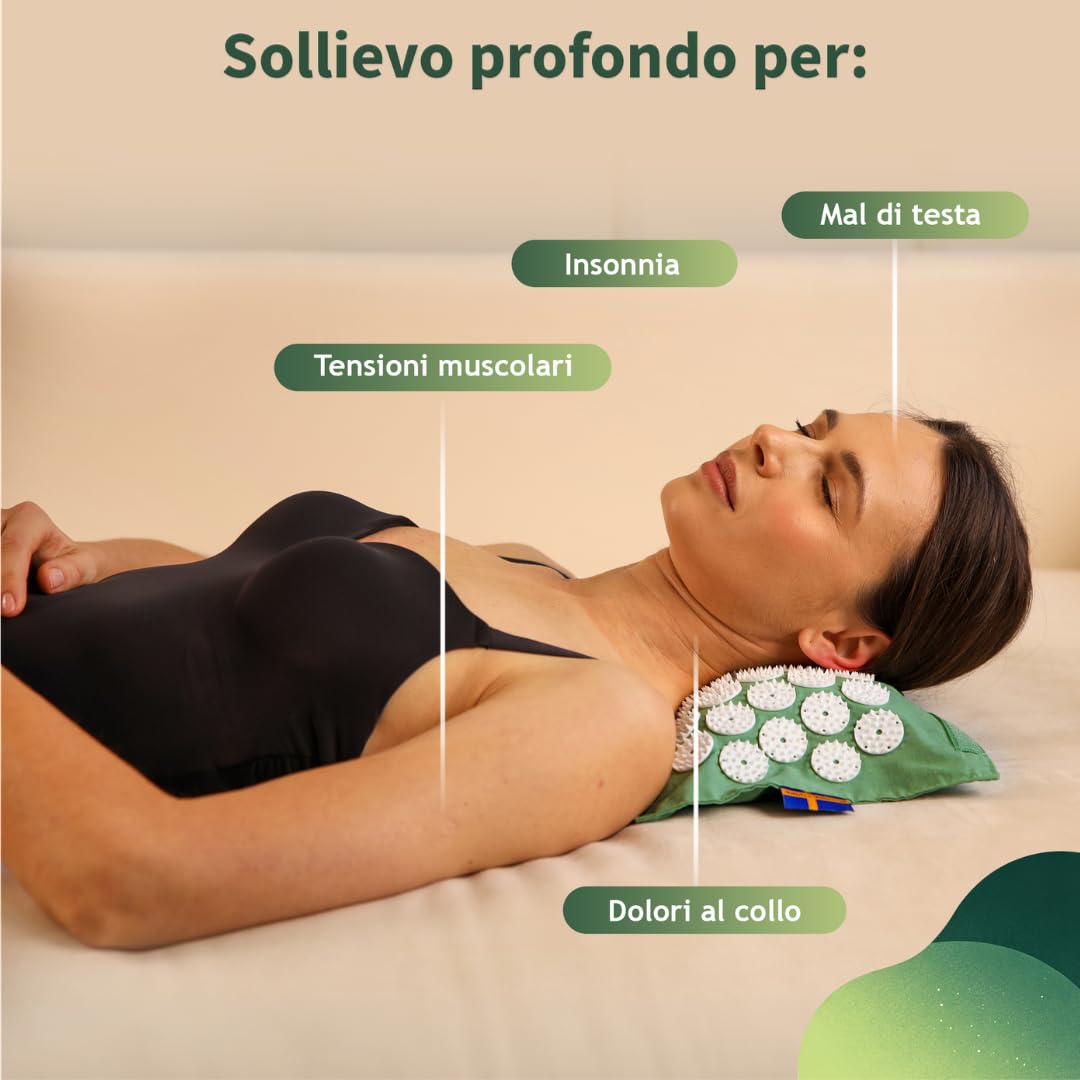 Cuscino termico Mysa: cuscino cervicale ad agopressione riscaldabile con pula di farro bio. Aiuta ad alleviare tensioni di collo e spalle, cuscino d'agopressione. Ideale per terapia caldo e freddo.