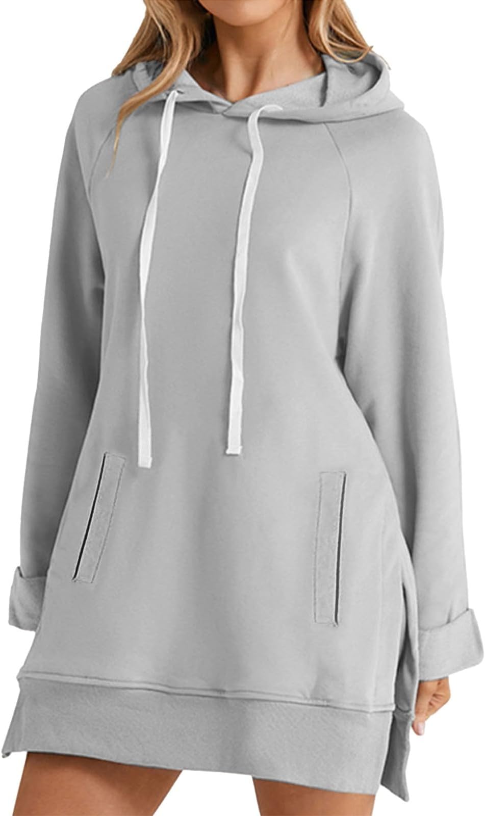 Womens Warmy Oversized Hoodie Dress Casual Long Sleeve Drawstring Sweatshirt Loose Fit Cozy Hoodie with Pocket