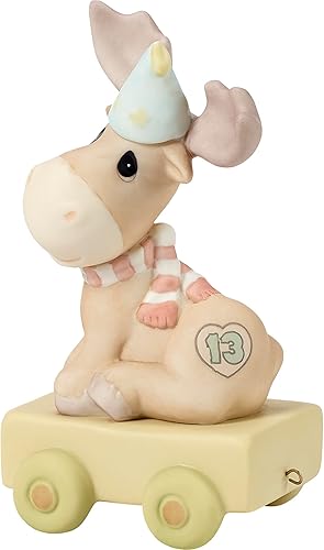 Miniatura 3 de Precious Moments 142033 - Tren de cumpleaños con alces, 13 años, You Mean The Moose To Me, regalo de cumpleaños para niños y niñas de 13 años,