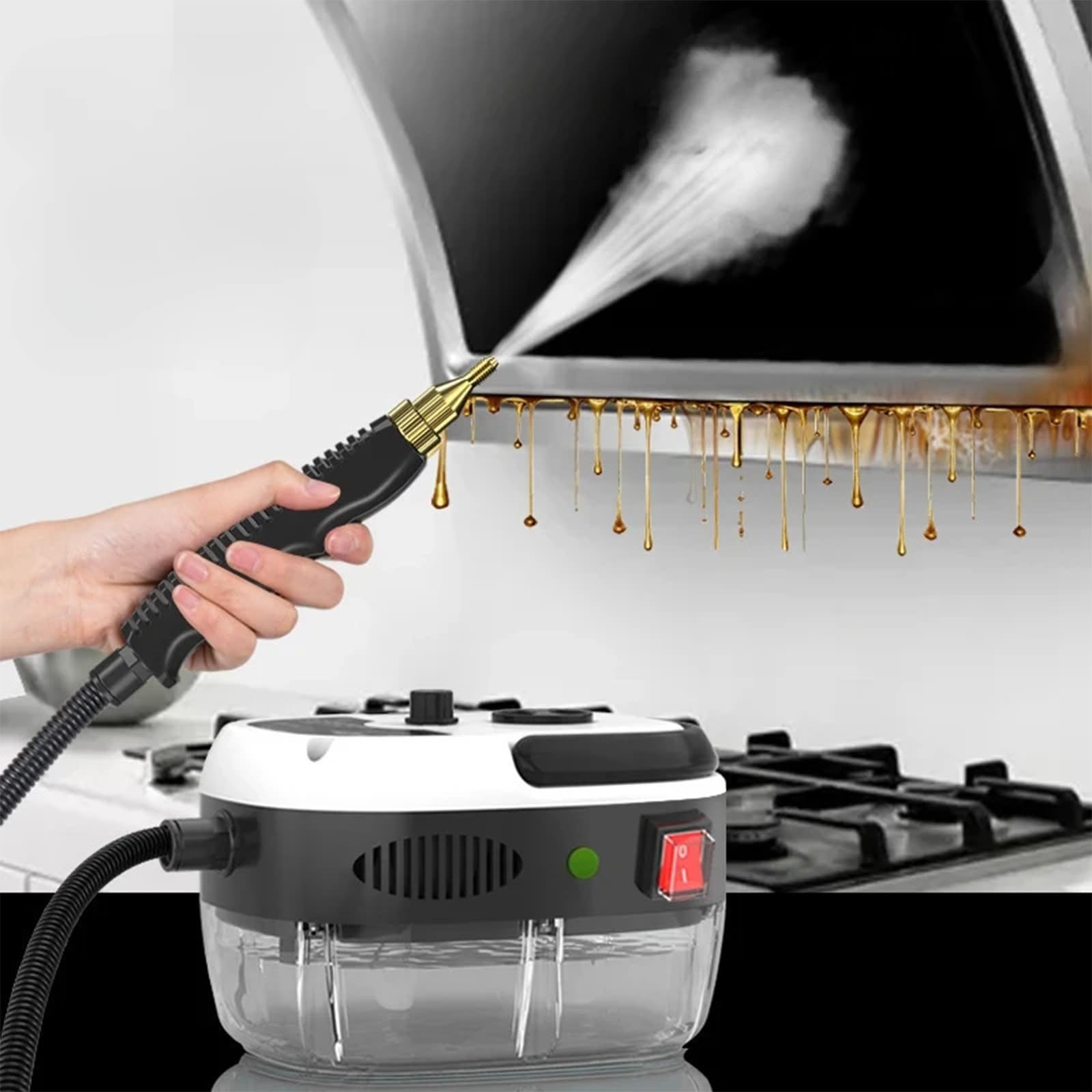 Vaporeta, Vaporeta Limpieza Hogar 2500W, Limpiador a Vapor Portátil, Máquina de Limpieza a Vapor con Tanque 1,2L para Hogar, Cocina, Baño, Coche Grey-SetB