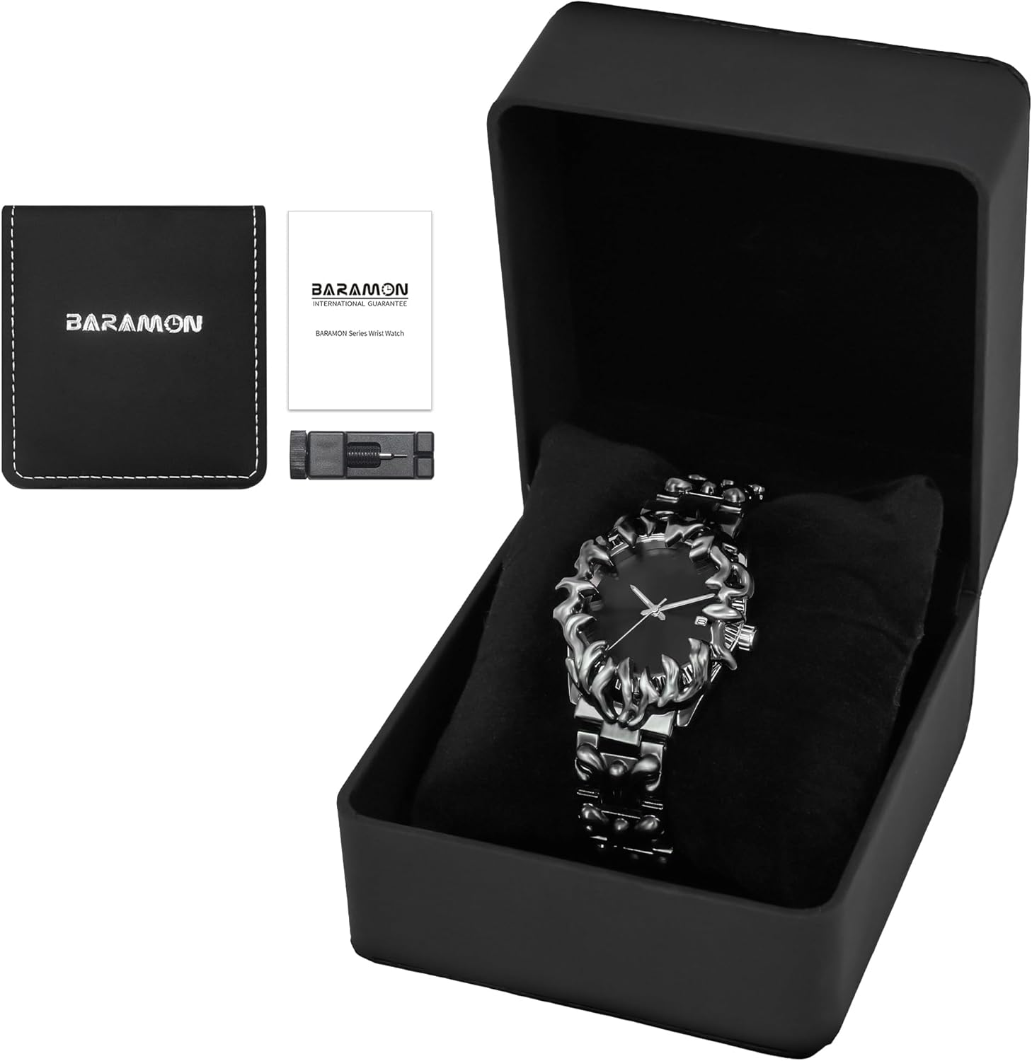 BARAMON Watch for Men Retro Fashion Vintage Wristwatch Casual Gothic Steampunk Quartz Analog Hand Watches Hip Hop Cool Alien Y2K Male Clock
