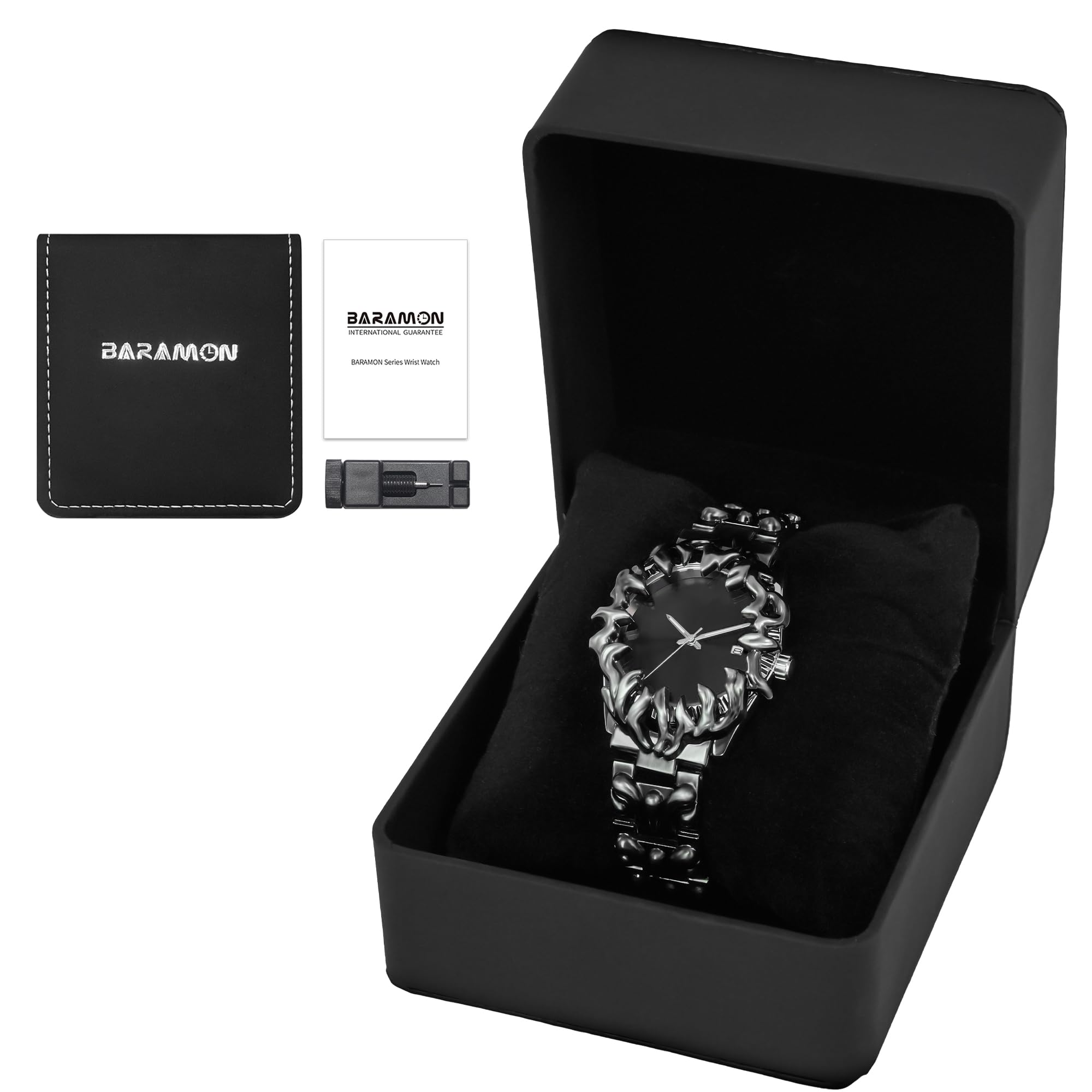 BARAMON Watch for Men Retro Fashion Vintage Wristwatch Casual Gothic Steampunk Quartz Analog Hand Watches Hip Hop Cool Alien Y2K Male Clock