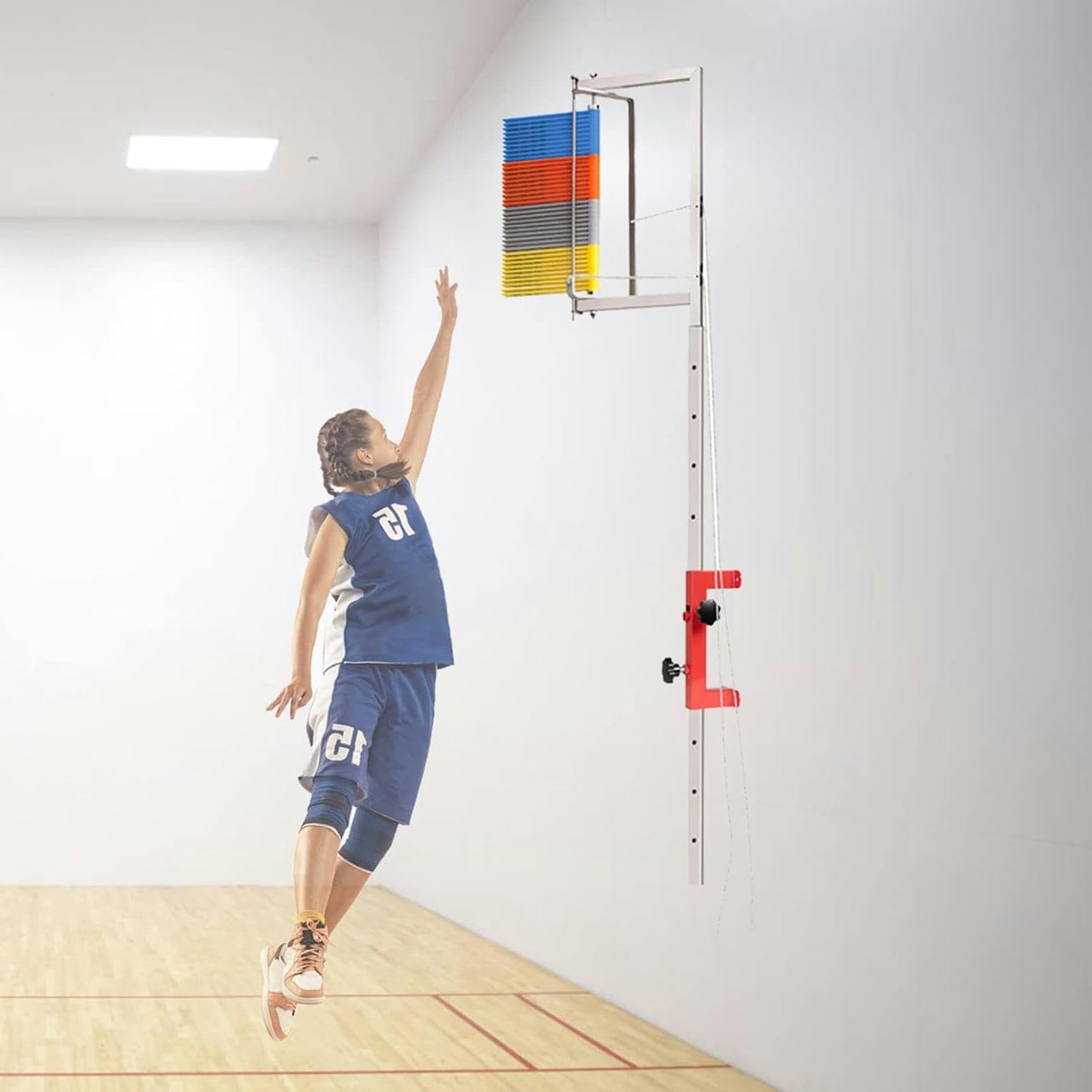Testeur de saut vertical mural à palettes colorées pour entraînement de basket