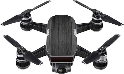 Miniatura 1 de Madera de Skin para DJI Spark Mini Drone – negro | MightySkins Protector, Durable, Único y vinilo calcomanía Wrap Cover | Fácil de aplicar, quitar,