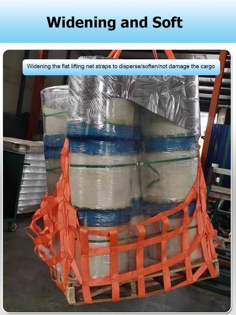 rete da carico, Cinghie Di Sollevamento Piatte In Poliestere Da 1(4x4m-2ton/4409lbs-20cm)