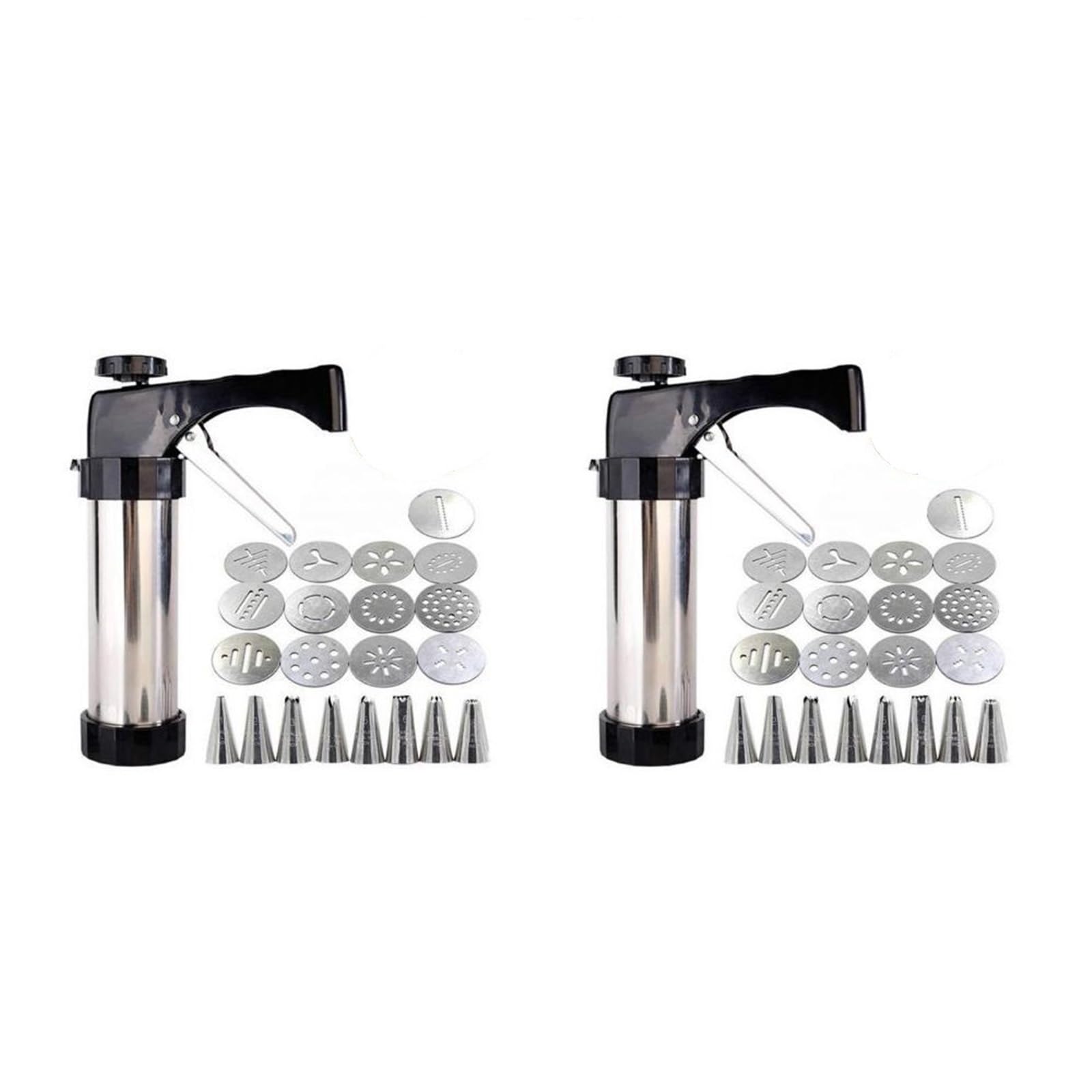 Seringue à Pâtisserie En Acier Inoxydable Manual Cookie Press Maker Machine DIY Churro Maker Stainless Steel Piping Nozzles Biscuit Make Mold Cake Decoration Tools Pour Gâteaux, Biscuits(Type04)