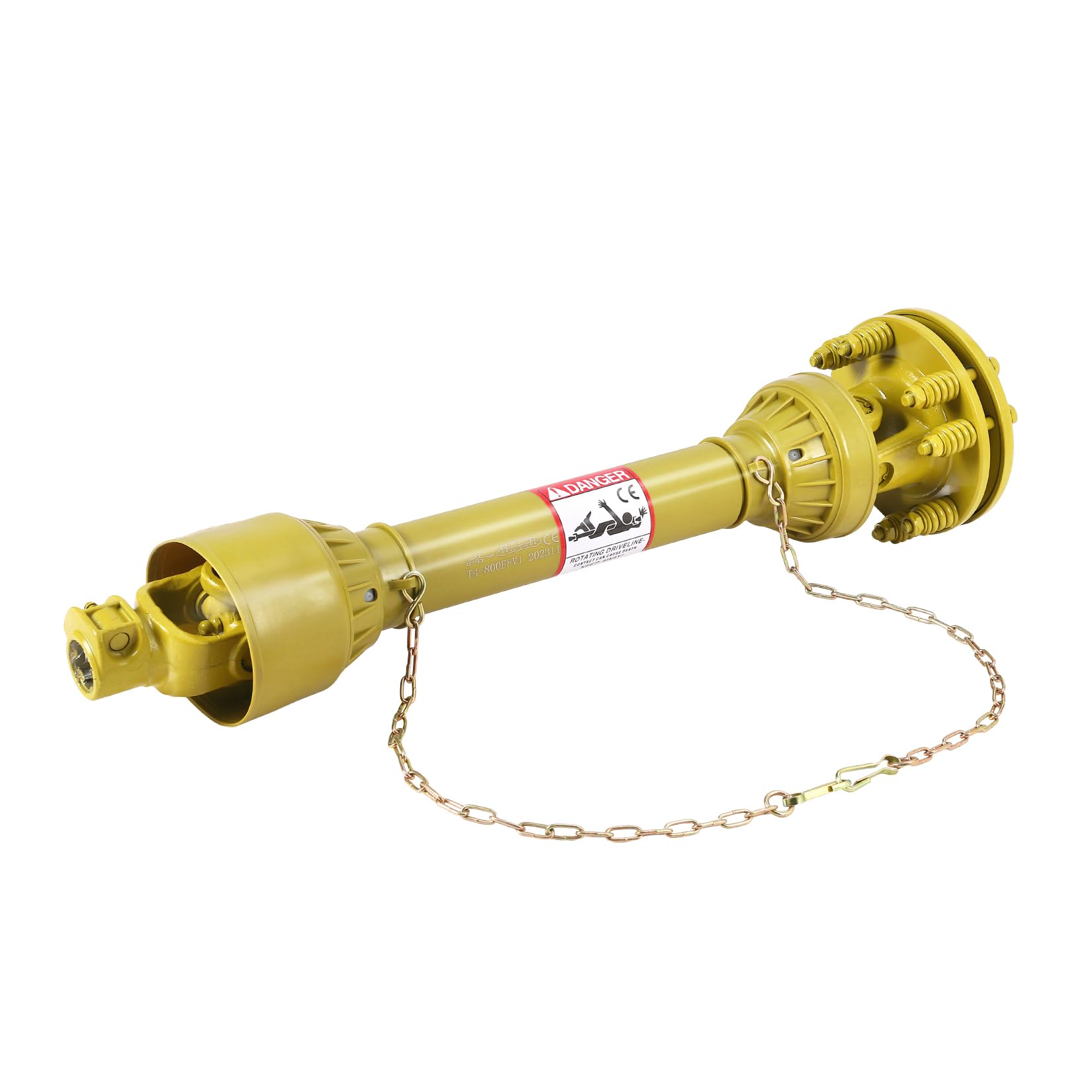 Garvee PTO Antriebswelle Serie 4 mit Rutschkupplung – 1 3/8'' 6-fach Verzahnung beidseitig – Teleskopgröße 31,5–41 Zoll – Gehärteter Stahl – Für Traktor, Mähwerk, Kreiselmäher – Gelb, mit Kupplung