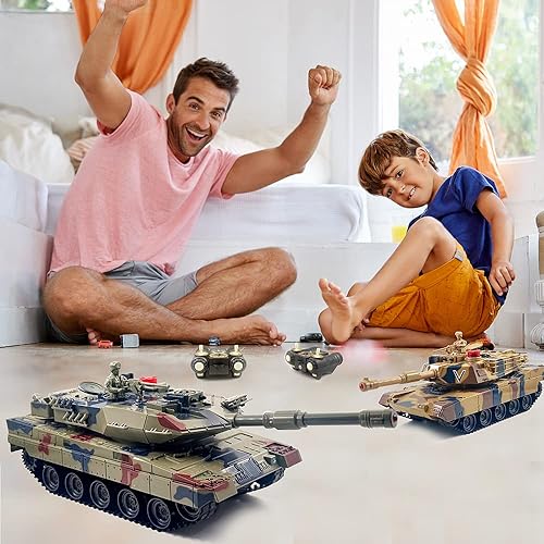 Miniatura 9 de Tanque RC 1/24, tanque de control remoto para niños con humo, luces y sonidos, modelo de ejército Ger Leopard II de 2.4 GHz, juguetes militares