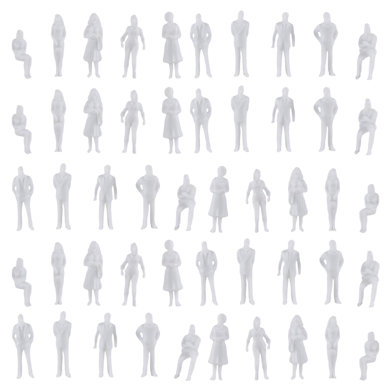 szzijia 50 Pcs 1:50 Scale Unpainted Miniature ABS Plastic Figures People for Architectural Models,Train and Railway Models,School Handicraft Projects