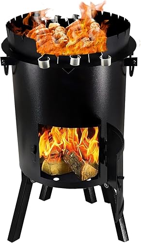 Miniatura 1 de SIMOND STORE Horno de leña Kazan de fuego, 16 pulgadas de diámetro, Estufa Qazan de acero resistente para hacer kebab, Plov (Pilaf). Parrilla uzbeka