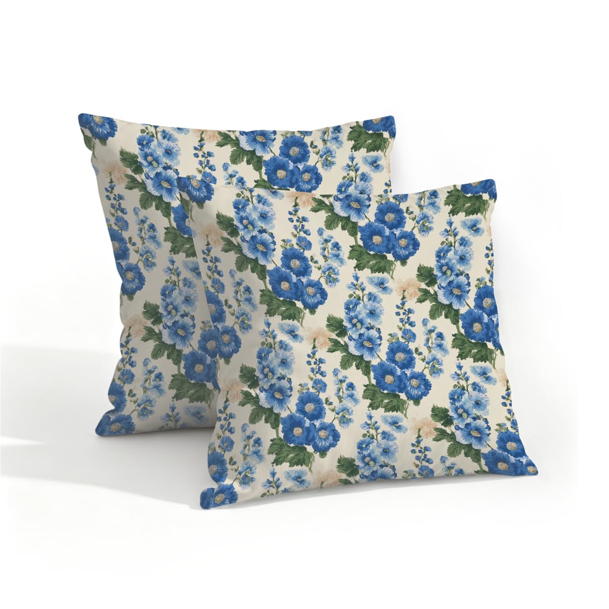 Outdoor Pillow Covers Waterproof Pillowcases 16x16in Set of 2 Blue Floral Wildflowers Decorative Throw Cushion Case for Couch Sofa Garden Patio Furniture