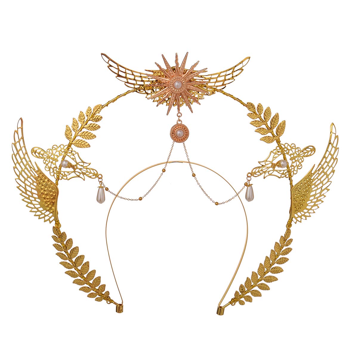 BLESSUME Marry Halo Crown Tiara Headband Women Fancy Dress Goddess Headpiece (Style#19)