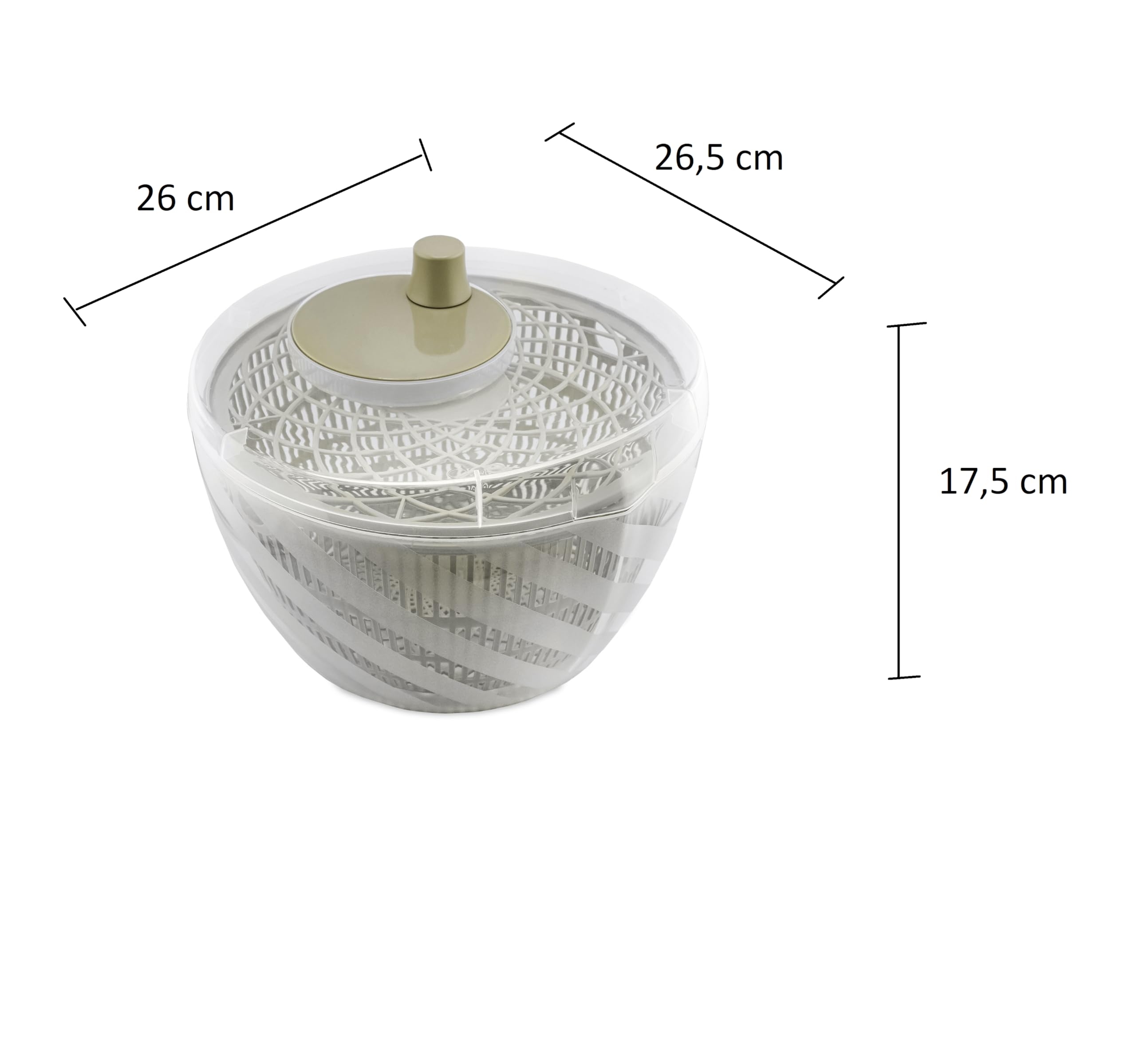 BranQ Home essential GreenSpin, ręczna wirówka do sałaty, warzyw, owoców lub ziół, pojemność kosza 6 l, wykonana z tworzywa sztucznego wolnego od BPA, wymiary: 26 x 26,5 x 17,5 cm