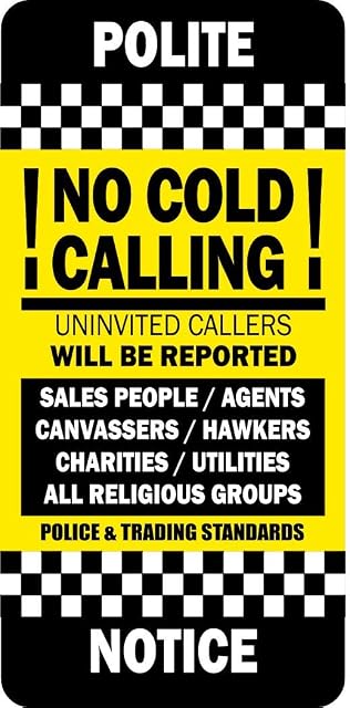 No Junk Mail Sign Sticker - No Cold Calling Sign Sticker - For Front Door Letter Box - Self Adhesive Vinyl Label Durable and Resistant Waterproof Heat proof Highly Indoor Outdoor (1 x No Cold Calling)