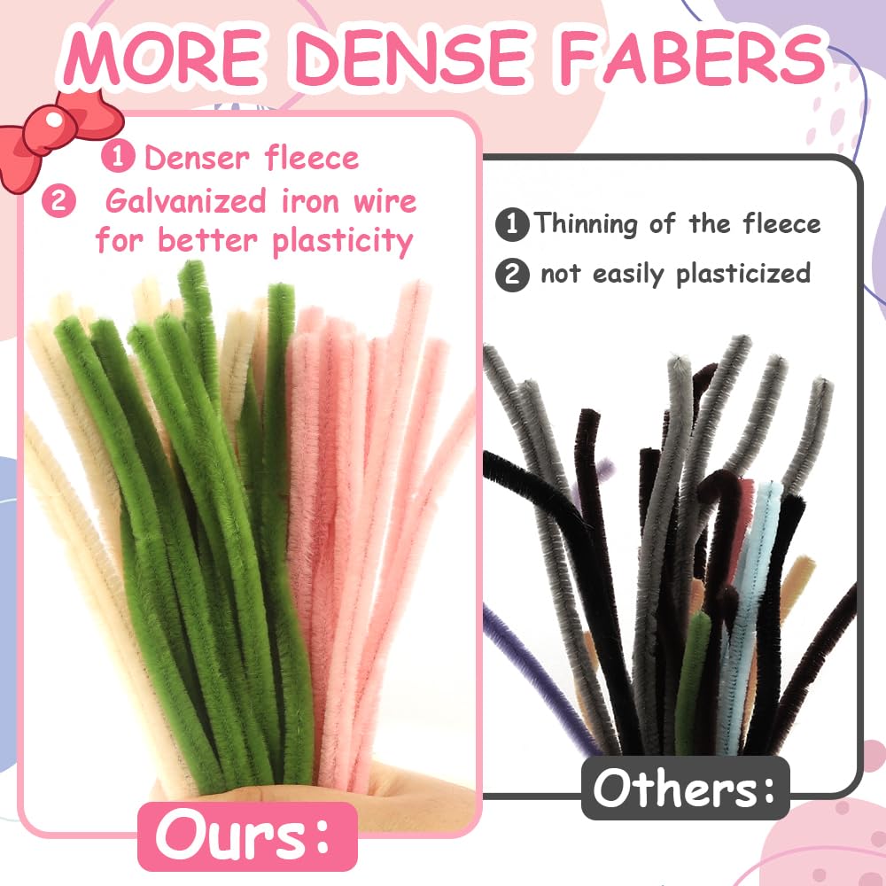 200 PCS Pipe Cleaners For Crafts - 20 Colors Chenille Stems, Fuzzy Sticks For DIY Flowers, Kids Crafts & Decorations