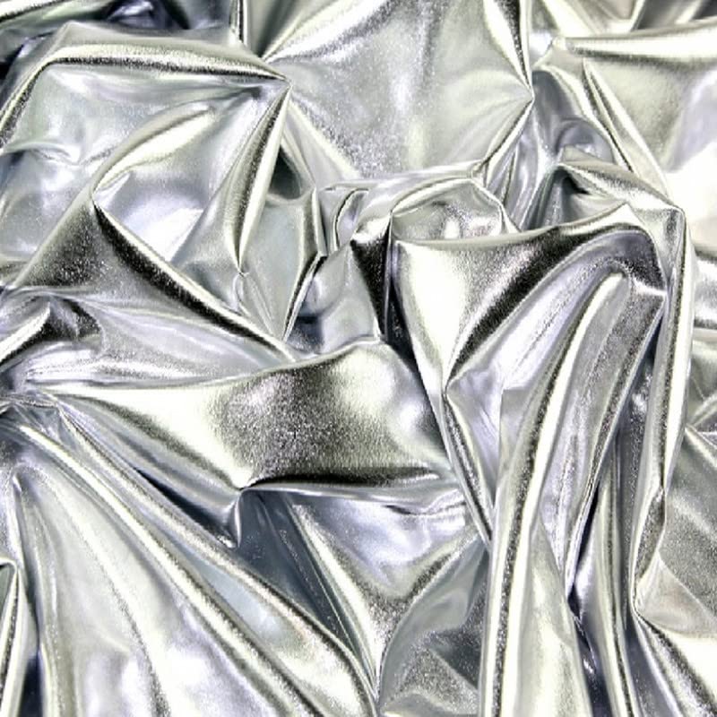 Prime fashions - Metallic Shinny Material - Fabric for Apparels and Home Furnishing Sewing, Draping, Lining, Dressmaking, Home Furn Silver 3 Meter