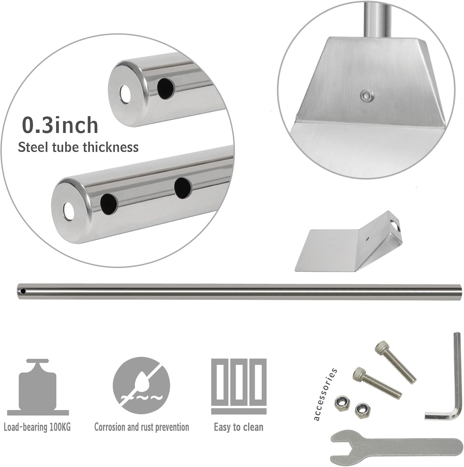 Stainless Steel Pooper Scooper,Large Spade Poop Scoopwith Long Handle,33.4 inch Scooper for Pet Waste Indoor Outdoor Cleaning Easy Wash (Pooper Scooper Only)