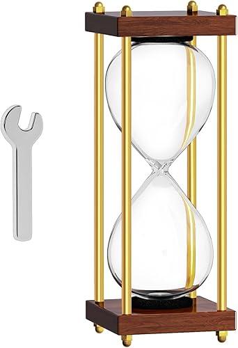 Miniatura 12 de Reloj de arena de arena de 30 minutos: reloj de arena de madera pequeño, reloj de arena, reloj de arena de oro antiguo 30 minutos, reloj de arena