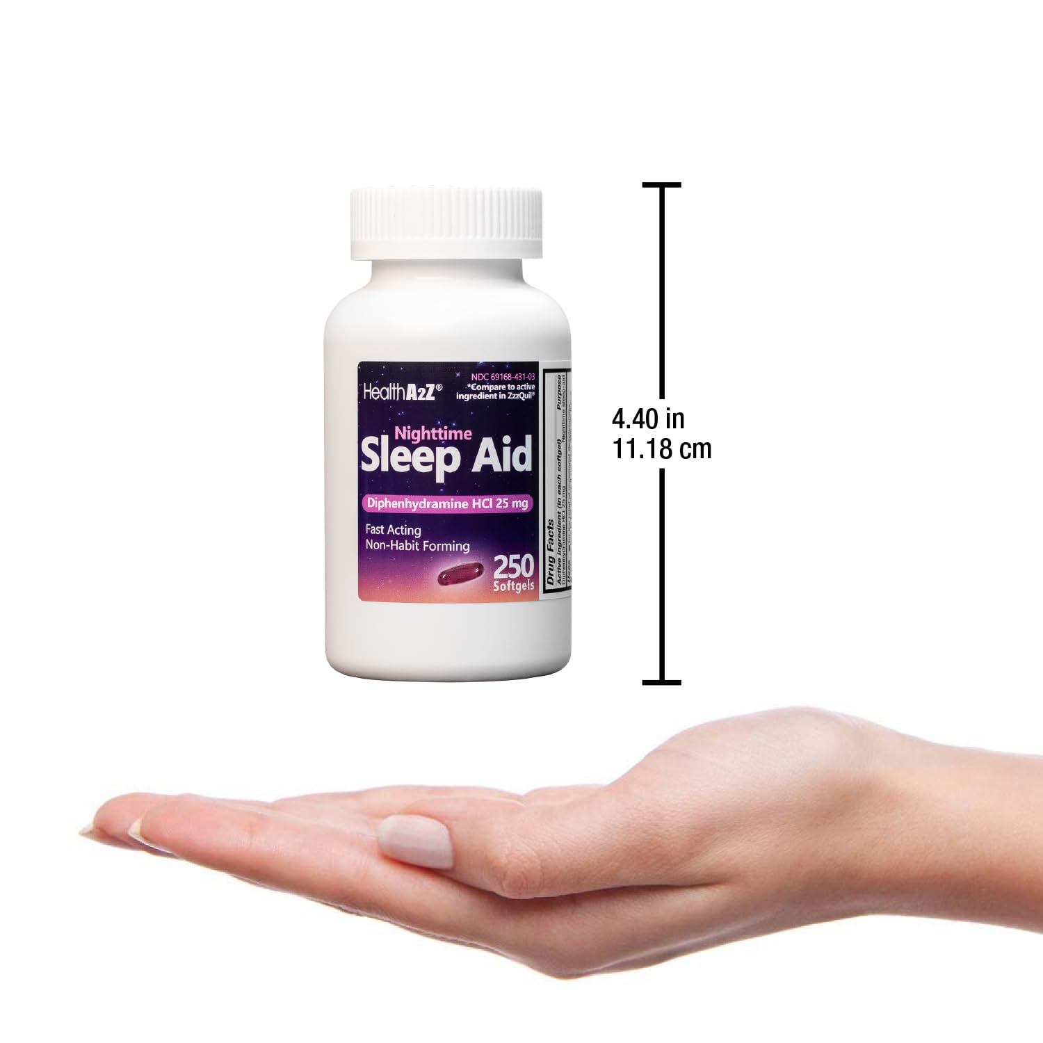 HealthA2Z® Sleep Aid, Diphenhydramine HCl 25mg, Purple Softgels, 250 Count — Amazon image 7