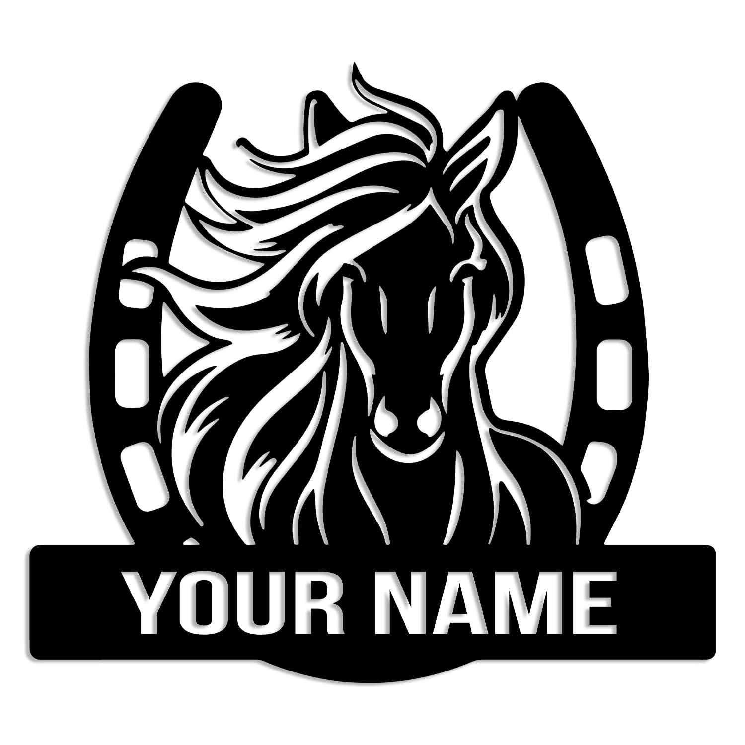 Kissesuu Horses-B Personalized Custom Metal Horse Ranch Sign, Outdoor Farmhouse Family Name Sign, Monogram Decor (Horses-B)