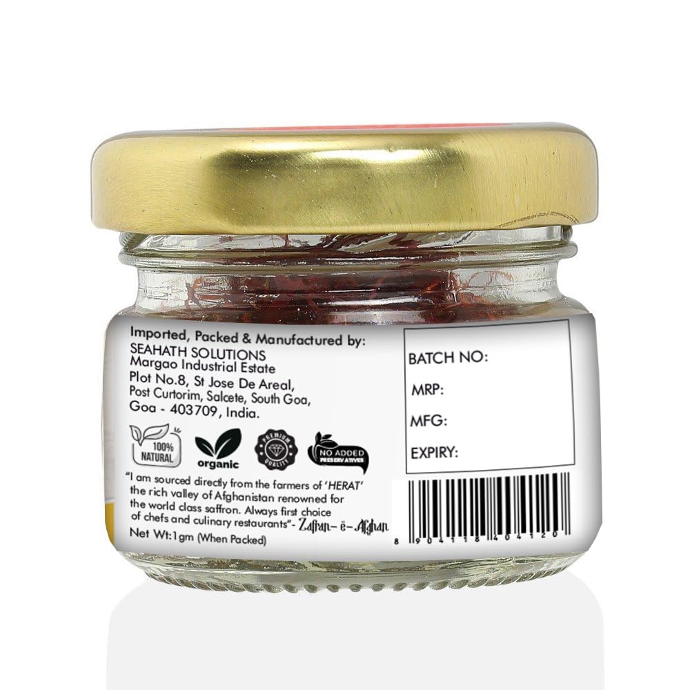 Seahath Saffron Original 1g /Zafran-e-Afghan | 100% Pure,Organic, Lab Tested Safron,Zafran, Kasar, Kumkumapoovu, Keser, Certified Quality Safron1 gm - Image 3 thumbnail