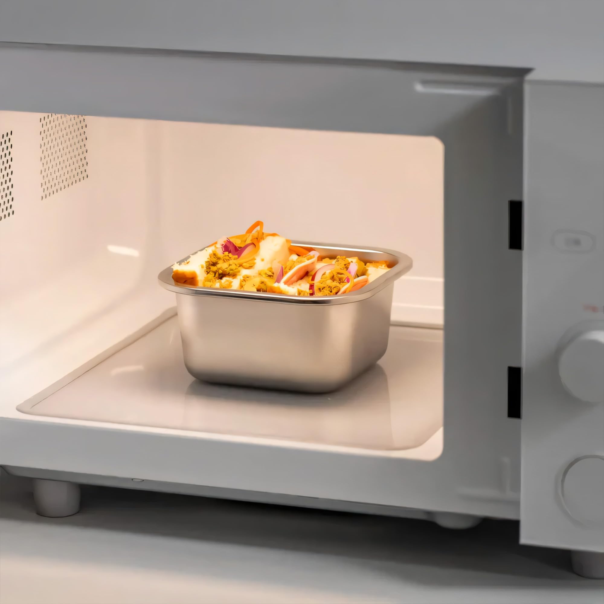 Sicignano | Set 2 Contenitori Alimenti Acciaio Inox Rettangolari ml.1780, Lunch Box Ermetici con Coperchio, Porta Pranzo per Ufficio e Scuola, Adatti a Microonde, Forno, Frigo e Freezer