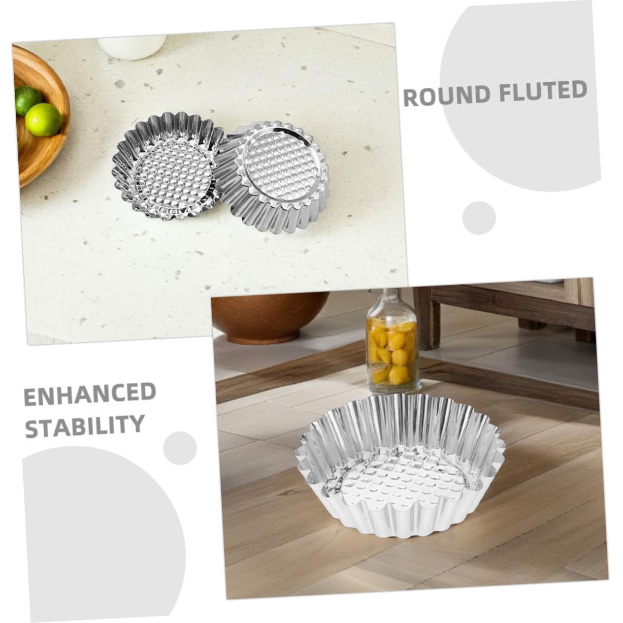 SOLUSTRE Moule à Tartelettes Rond en Acier Inoxydable 30 Pièces