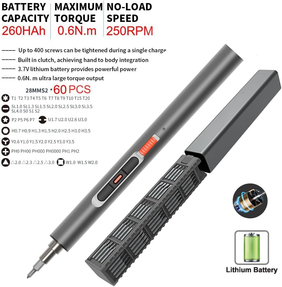 Electric Screwdriver Set, Mini Precision Power Screwdriver Set,60 Magnetic Bits,Gifts For Men Tool Set,5/32‘’Hex,Repair Tool Kit For Electronics Phone Laptop Watch Camera Toys,72 in 1 Set