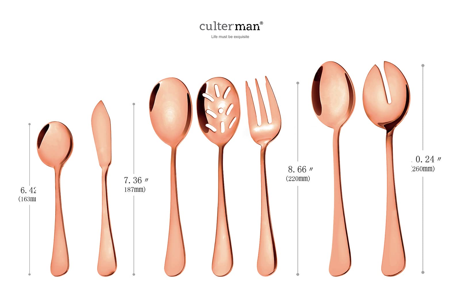 LIANYU Lot de 12 grands ustensiles de service dorés de 24 cm en acier inoxydable - Cuillères