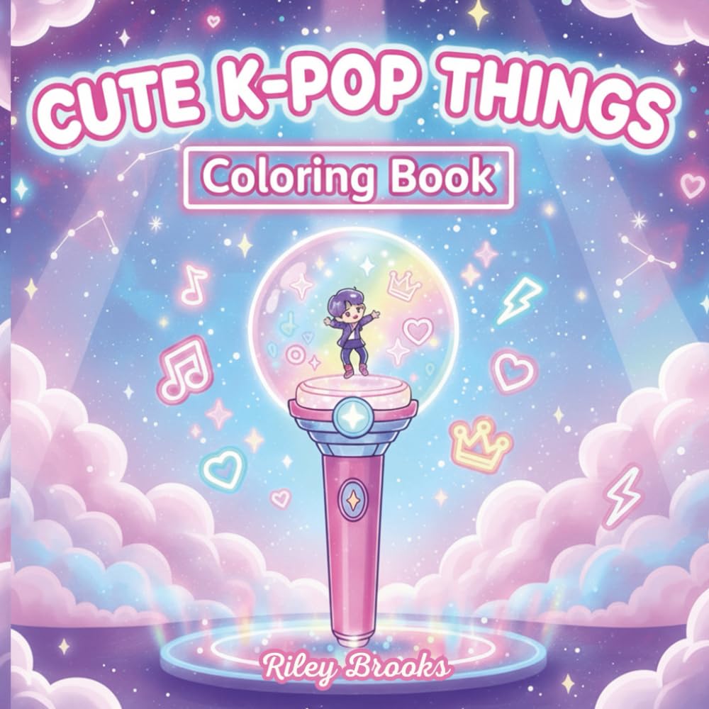 Kpop Props Coloring Book for Kids, Teens & Adults: Cute Lightsticks, Microphones, Idol Accessories & Aesthetic K-Pop Things | Cozy Bold & Easy ... Sheets (K-Pop Merch & Props Coloring Series)