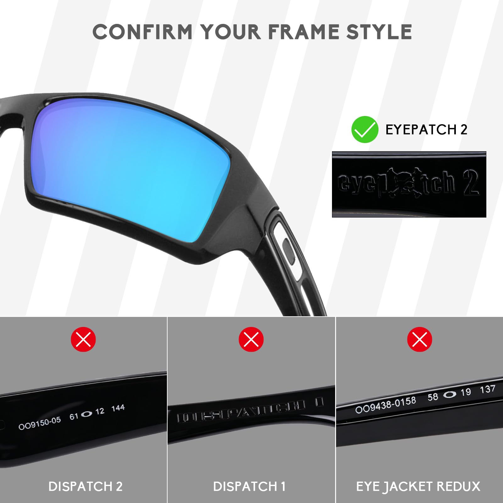 4 pares de lentes de repuesto polarizadas antiarañazos para gafas de sol Oakley Eyepatch 2 OO9136