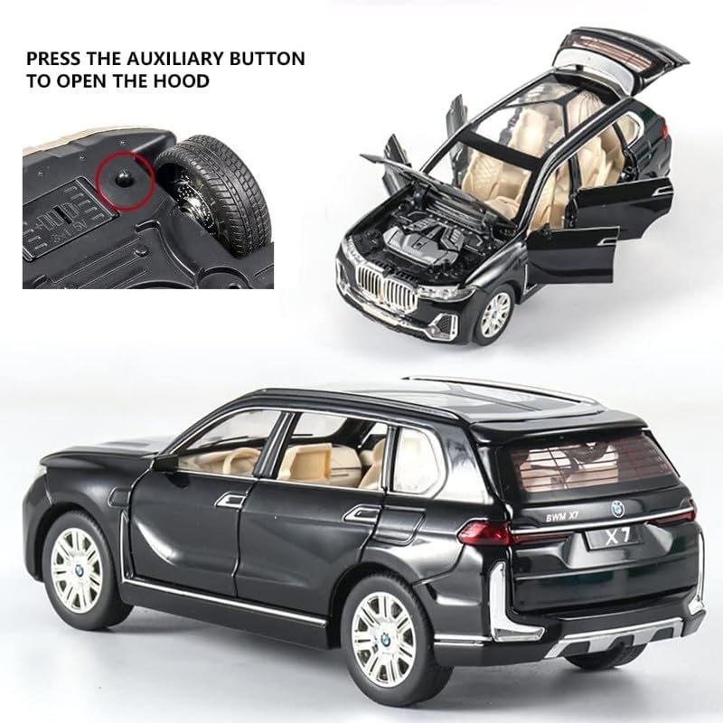 Image of Play Boy 1:32 BMW X7 SUV Model Diecast Metal Alloy Pullback Toy Vehicle with Openable Doors Light and Music Car for Kids (Multicolor)
